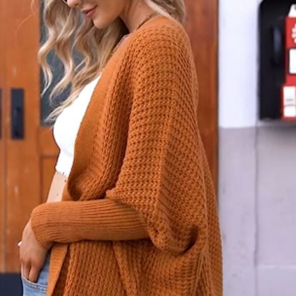 New Cozy Batwing Sleeve Knit Open Front Cardigan - Picture 9 of 16